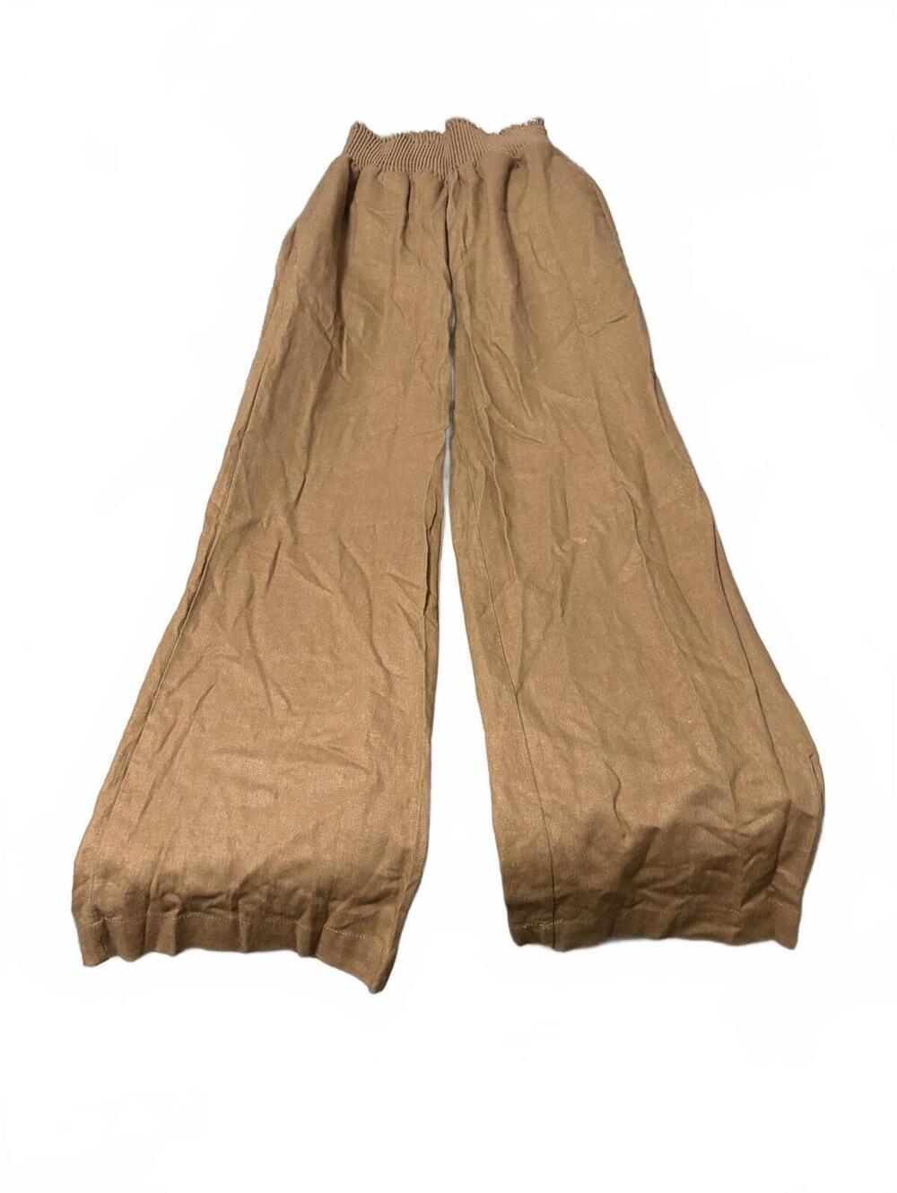 LOVE TREE Wide Leg Knit Pants in Tan, Size Small